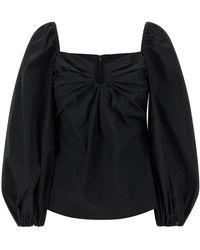 Carolina Herrera - Overhemden ,Zwart ,Katoen Top Met Pofmouwen - Lyst