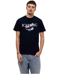 Iceberg - Tops ,Blauw ,Katoen 5D F010 Jersey T-Shirt - Lyst