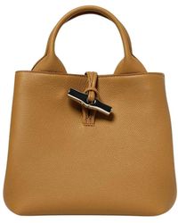 Longchamp - Elegante Leren Tas Met Handvat - Lyst