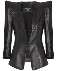Balmain - Giacca aderente in pelle di agnello - Lyst
