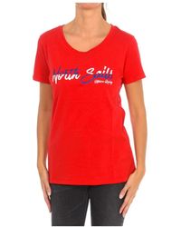 North Sails - Tops ,Rood ,Katoen T-Shirt Met Korte Mouwen En Geribbelde Halslijn - Lyst