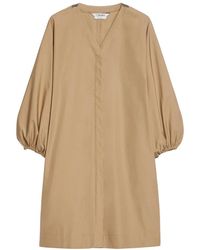 Max Mara - Katoenen V-Hals Jurk Met Lurex Detail - Lyst