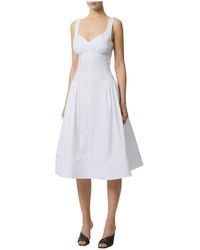 Elisabetta Franchi - Kleedjes ,Wit ,Katoen Stretch Katoenen Jurk - Lyst