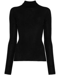 Sportmax - Jersey Negro De Canalé Flavia Manga Larga, Mujer, Talla - Lyst