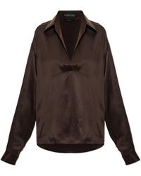 Tom Ford - Overhemden ,Bruin ,Zijden Top Met Lange Mouwen - Lyst