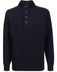 Barbour - Blauwe Gebreide Trui Voor - Lyst