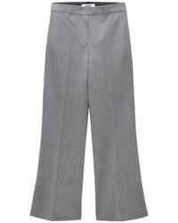 MSGM - Broeken ,Grijs ,Wol Grijze Wollen High-Waisted Broek - Lyst