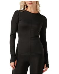 Refined Department - Tops ,Zwart ,Wol Zwarte Longsleeve Top Voor Vrouwen - Lyst