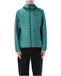 Patagonia - Jassen ,Groen ,Polyester Nano Hoodie Jkt - Lyst