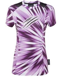 Philipp Plein - Tops ,Paars ,Leer Tie-Dye T-Shirt Ronde Hals Ss Scratch - Lyst
