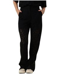 SELECTED - Broeken ,Zwart ,Flared Kanten Broek - Lyst