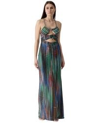 Just Cavalli - Kleedjes ,Veelkleurig ,Polyester Lurex Jersey Maxi Jurk - Lyst