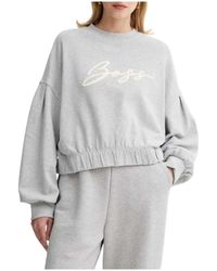 HUGO - Truien & Vesten ,Grijs ,Katoen Grijze Katoenen Sweatshirt Stijlvol Comfortabel - Lyst