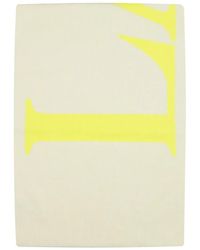 Lanvin - Neon yellow logo wool scarf - Lyst