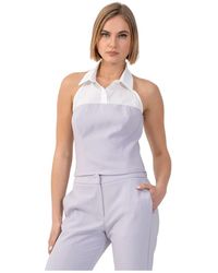 Kocca - Tops ,Paars ,Leer Stijlvolle Tweekleurige Haltertop - Lyst