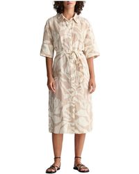 GANT - Vestido camisero de lino con estampado de palmera - Lyst