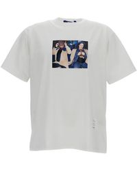 Junya Watanabe - Tops ,Wit ,Katoen T-Shirt Met Grafische Print - Lyst