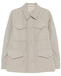 Eleventy - Jassen ,Grijs ,Katoen Cotton/Silk Shirt Jacket - Lyst