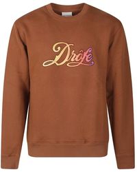 Drole de Monsieur - Hoodies & Sweatvesten ,Bruin ,Katoen Klassiek Sweatshirt Met Slogan - Lyst