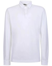 Zanone - Witte Katoenen Polo Met Lange Mouwen - Lyst