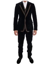 Dolce & Gabbana - Blauw Fluweel Tweeknoops Slank Pak Met Twee Knopen - Lyst