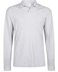 Eleventy - Tops ,Grijs ,Katoen Lange Mouw Modal Katoen Polo Shirt - Lyst