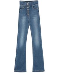 Elisabetta Franchi - Button-Down Palazzo Jeans - Lyst