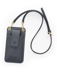 Eleventy - Accessoires ,Zwart ,Leer Velvet Kalfsleer Telefoonhouder - Lyst