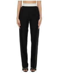 Alexander Wang - Broeken ,Zwart ,Wol Tailored Broek Met Logoband - Lyst