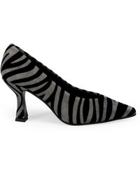Sangiorgio - Schoenen ,Grijs ,Suède Zebra Print Suède Pumps Grijze Hak - Lyst