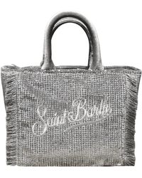 MC2 Saint Barth - Tassen ,Grijs ,Vanity Mini Velvet Handtas - Lyst
