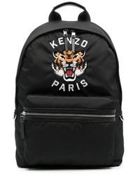 KENZO - Varsity tiger bestickter rucksack schwarz,schwarzer rucksack mit gesticktem logo,backpacks - Lyst