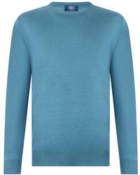Fedeli - Truien & Vesten ,Blauw ,Kasjmier Long Sleeve Sweater - Lyst