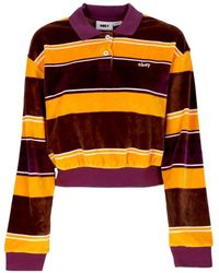 Obey - Gestreiftes Chenille Langarm-Polo - Lyst
