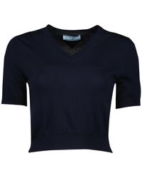 Prada - V-Neck Knitwear - Lyst