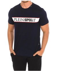 Philipp Plein - Fitness ,Blauw ,Katoen T-Shirt Met Korte Mouwen En Merkprint - Lyst