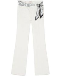 Oltre - Broeken ,Wit ,Katoen Flare Broek Met Sjaal - Lyst