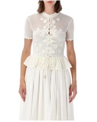 Self-Portrait - Round-Neck Knitwear - Lyst