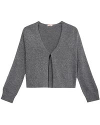 Oltre - Truien & Vesten ,Grijs ,Wol Kort Lurex Wolmix Vest - Lyst