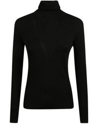 P.A.R.O.S.H. - P.A.R.O..H. ,Truien & Vesten ,Zwart ,Wol Leila Turtle Neck Trui - Lyst