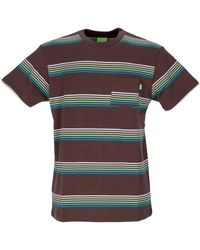 Huf - Tops ,Bruin ,Katoen Bruine Gestreepte Zak T-Shirt Korte Mouw - Lyst