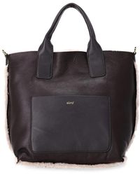 Abro⁺ - Tassen ,Bruin ,Omkeerbare Shopper Tas Met Leren Band - Lyst