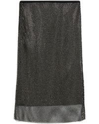 Sportmax - Rokken ,Zwart ,Polyester Zwarte Strass Rok Met Fluwelen Bies - Lyst