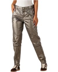 Summum - Broeken ,Grijs ,Tapered Metallic Coated Twill Broeken - Lyst
