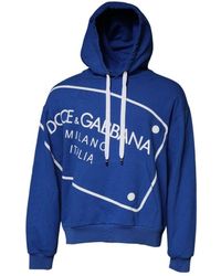 Dolce & Gabbana - Blaue baumwoll logo print kapuzenpullover - Lyst