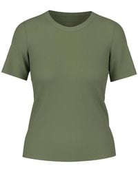Marc Cain - Tops ,Groen ,Katoen Ribgebreid T-Shirt Van Katoenmix - Lyst