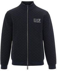 EA7 - Fitness ,Zwart ,Polyester Premium Label Zip Sweatshirt - Lyst