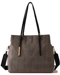 Borbonese - Natur/schwarze einkaufstasche,umweltfreundliche op print schultertasche - Lyst