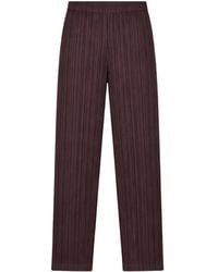 Issey Miyake - Broeken ,Bruin ,Polyester Thicker Bottoms 1 Leg Rechte Broek - Lyst