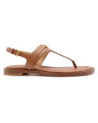 Michael Kors - Braune Leder T-Riemen Flache Sandalen - Lyst